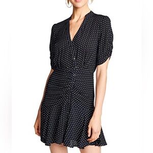 FREE PEOPLE - PIPPA SHORT SLEEVE POLKA DOT MINI DRESS IN BLACK